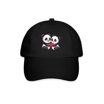 Panda Paar Liebe Valentinstag - Baseballkappe - Schwarz/Schwarz - Vorne