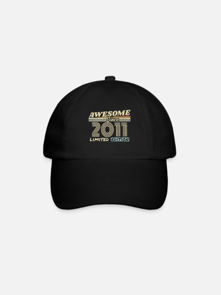 Vintage 2011 Retro - 2011 Geburtstagsgeschenk - Baseballkappe - Schwarz/Schwarz