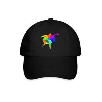 Wasserschildkröte Regenbogen Tiere Polygon - Baseballkappe - Schwarz/Schwarz - Vorne