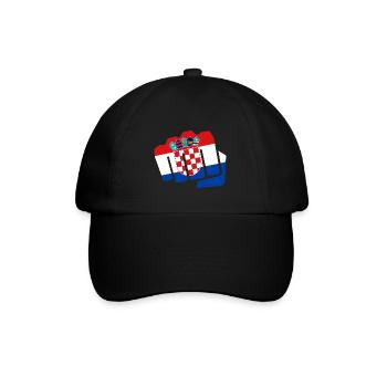Kroatien Hrvatska Faust Boxen Boxer Flagge Fahne - Baseballkappe - Schwarz/Schwarz - Vorne