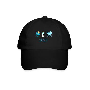 Baby 2023 Geburt Junge Vorlage personalisierbar - Baseballkappe - Schwarz/Schwarz - Vorne