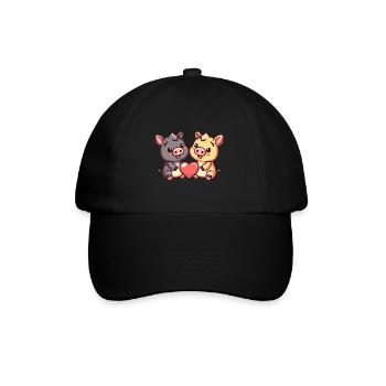 Couple de Cochons Amour La Saint-Valentin - Casquette classique - noir/noir - Devant