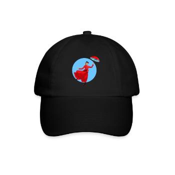 Red lady with umbrella twist - Baseball Cap - black/black - Front