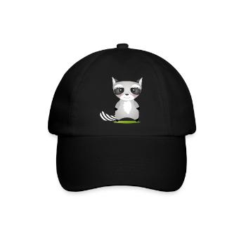 cute raccoon in comic style to love - Baseball Cap - black/black - Front