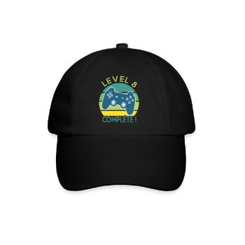 Level 8 gift video games Birthday 8 years gamer - Baseball Cap - black/black - Front