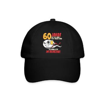 60 Geburtstag Mann Sperma 60 Jahre Rentnerin - Baseballkappe - Schwarz/Schwarz - Vorne