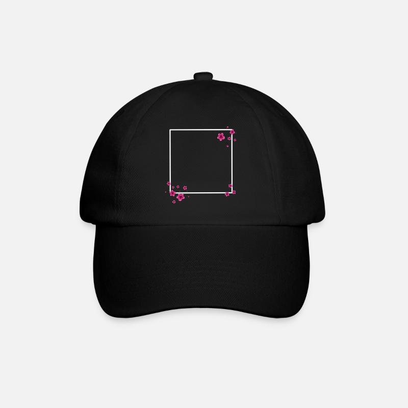 Quadrat Blüten Pink - Baseballkappe - Schwarz/Schwarz