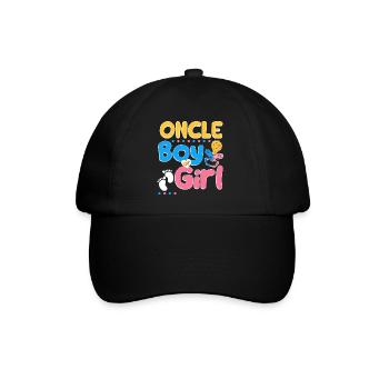 Pink or Blue Oncle Loves You Best Uncle Ever - Baseballkappe - Schwarz/Schwarz - Vorne