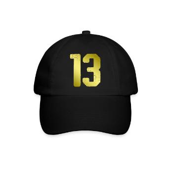 13 Zahl Trikot - Baseballkappe - Schwarz/Schwarz - Vorne