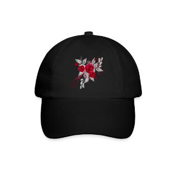 Bouquet argenté de la Saint-Valentin avec des roses - Casquette classique - noir/noir - Devant