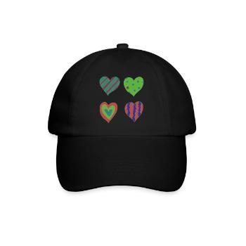 herzen variation - Baseballkappe - Schwarz/Schwarz - Vorne