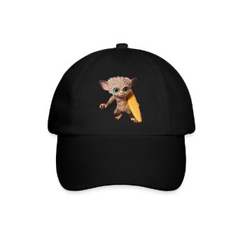 Surfbrett tragender Tarsier - Baseballkappe - Schwarz/Schwarz - Vorne
