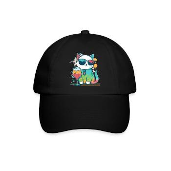 Le chat le plus cool de la plage - Casquette classique - noir/noir - Devant