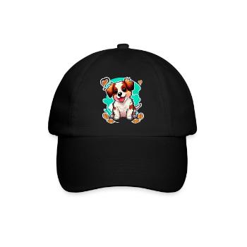Cute dog: love at first bite - Baseball Cap - black/black - Front