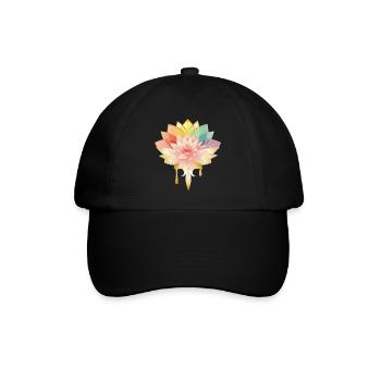 Lotus avec des fleurs dorées symbole dans des couleurs vives - Casquette classique - noir/noir - Devant