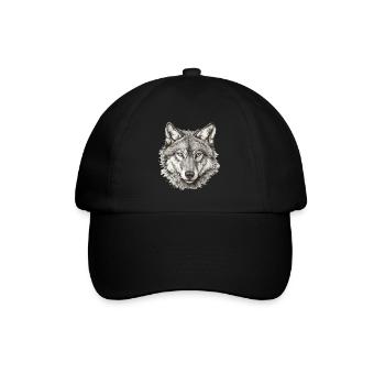 Wolf Wolf Head Black & White Drawn Art - Casquette classique - noir/noir - Devant