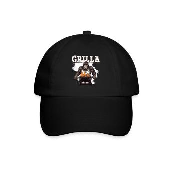 Grillen Grilla Griller Gorilla BBQ Spruch Lustig - Baseballkappe - Schwarz/Schwarz - Vorne