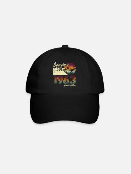 August 1963 Vintage Vintage Birthday Retro - Baseball Cap - black/black