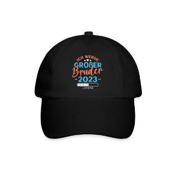 Großer Bruder 2023 Jungen Geschwister Geburt - Baseballkappe - Schwarz/Schwarz - Vorne