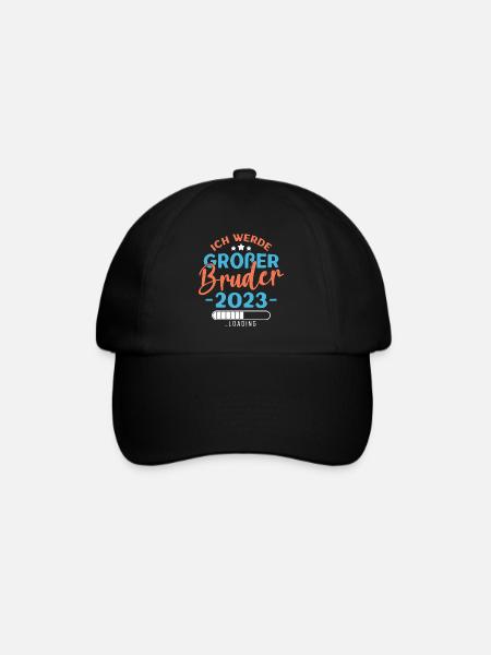 Großer Bruder 2023 Jungen Geschwister Geburt - Baseballkappe - Schwarz/Schwarz