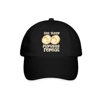 Eat Sleep Pupusas Repeat - Baseballkappe - Schwarz/Schwarz - Vorne