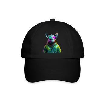 Hippo Nilpferd mit Sonnenbrille Flusspferd Afrika - Baseballkappe - Schwarz/Schwarz - Vorne
