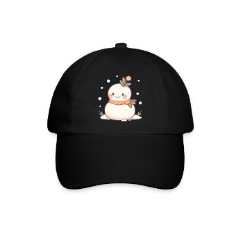Cute Christmas Snowman - Holiday Design - Baseball Cap - black/black - Front