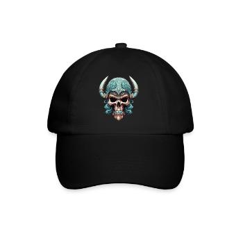 Une tête de mort revêt fièrement un casque viking - Casquette classique - noir/noir - Devant