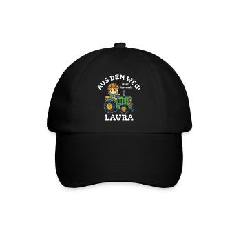 Laura Name Traktor - Baseballkappe - Schwarz/Schwarz - Vorne