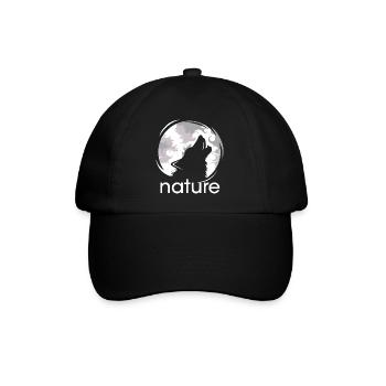 natur wolf mond jaulen Abend Nacht Schatten Logo - Baseballkappe - Schwarz/Schwarz - Vorne