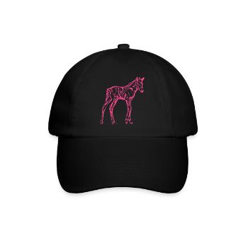Pferd rosa pink - Baseballkappe - Schwarz/Schwarz - Vorne