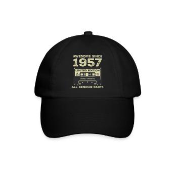 1957 Birthday Born In 1957 Vintage Retro - Baseball Cap - black/black - Front
