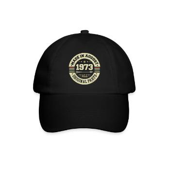 August 1973 Birthday present August 1973 August - Baseball Cap - black/black - Front