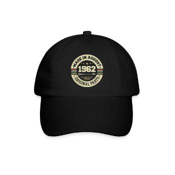 August 1962 Birthday present August 1962 August - Baseball Cap - black/black - Front