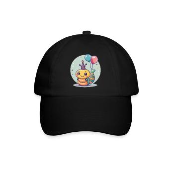 Worm Birthday Baby - Baseball Cap - black/black - Front