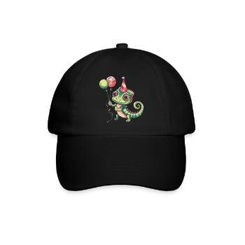 Chameleon Birthday Comic Cute - Baseball Cap - black/black - Front