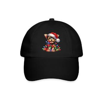 Festlicher Hund mit Lichterkette - Baseballkappe - Schwarz/Schwarz - Vorne