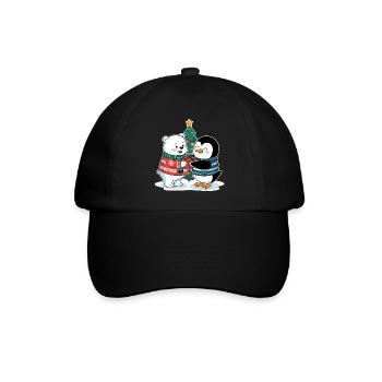 Polar Bear Penguin Christmas North Pole South Pole Visit - Baseball Cap - black/black - Front