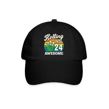 Retro Bowling 24th Birthday Design - Baseball Cap - black/black - Front