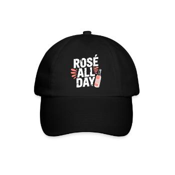 Rosé All Day Roséwein Trinkspruch Fun Wein - Baseballkappe - Schwarz/Schwarz - Vorne
