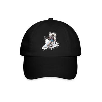 Poodle Dog Ski Skiing - Baseball Cap - black/black - Front