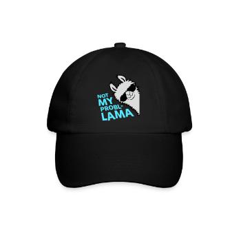 Lama Not My Problama Cool Sonnenbrille Seitlich - Baseballkappe - Schwarz/Schwarz - Vorne