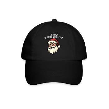 Ich weiß, wo du wohnst – Weihnachtsmann - Baseballkappe - Schwarz/Schwarz - Vorne