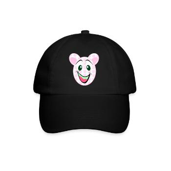 Bär Blumenmuster Lächeln - Baseballkappe - Schwarz/Schwarz - Vorne