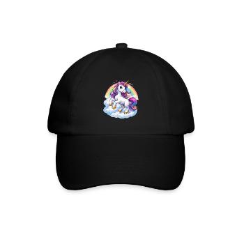 Rainbow Unicorn Over Clouds - Baseball Cap - black/black - Front