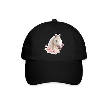 Pferd mit Schmetterling - Baseballkappe - Schwarz/Schwarz - Vorne