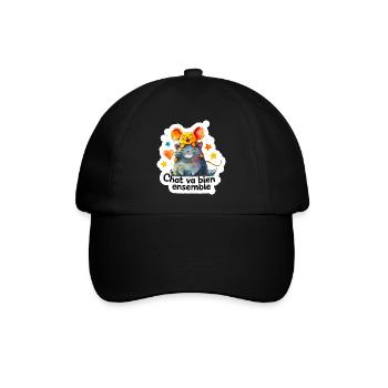 Chat et Souris Heureux Ensemble - Casquette classique - noir/noir - Devant