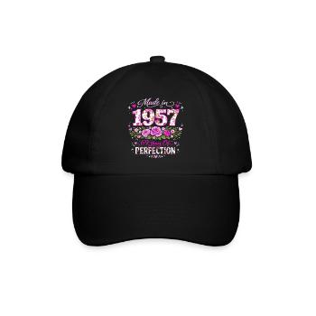 69 Years Woman Gift - 1957 Birthday Floral - Baseball Cap - black/black - Front