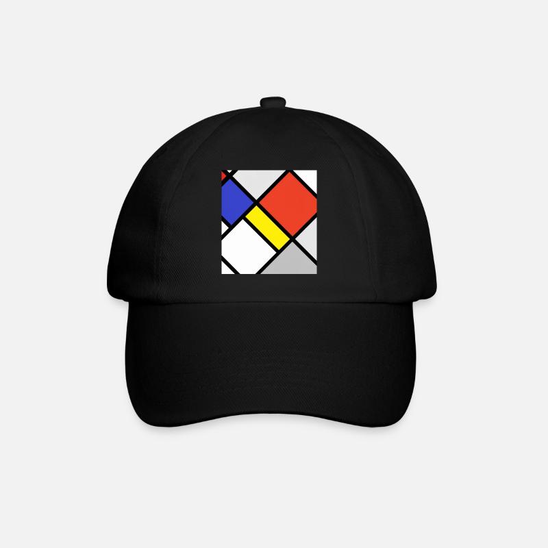 Mondrianische Geometrische Ebenen - Baseballkappe - Schwarz/Schwarz