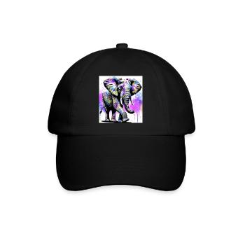 Elefant - Baseballkappe - Schwarz/Schwarz - Vorne